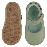 Mighty Shoes. Sage green mary jane. Pale sage green leather mary jane shoes, leather lined. Poco Nido baby, toddler and childrens shoes make unique gifts - as christmas gifts, stocking fillers, baby shower gifts, new parent gifts, to celebrate new walking skills and many other occasions. They are great toddler shoes too and are perfect for daycare settings.