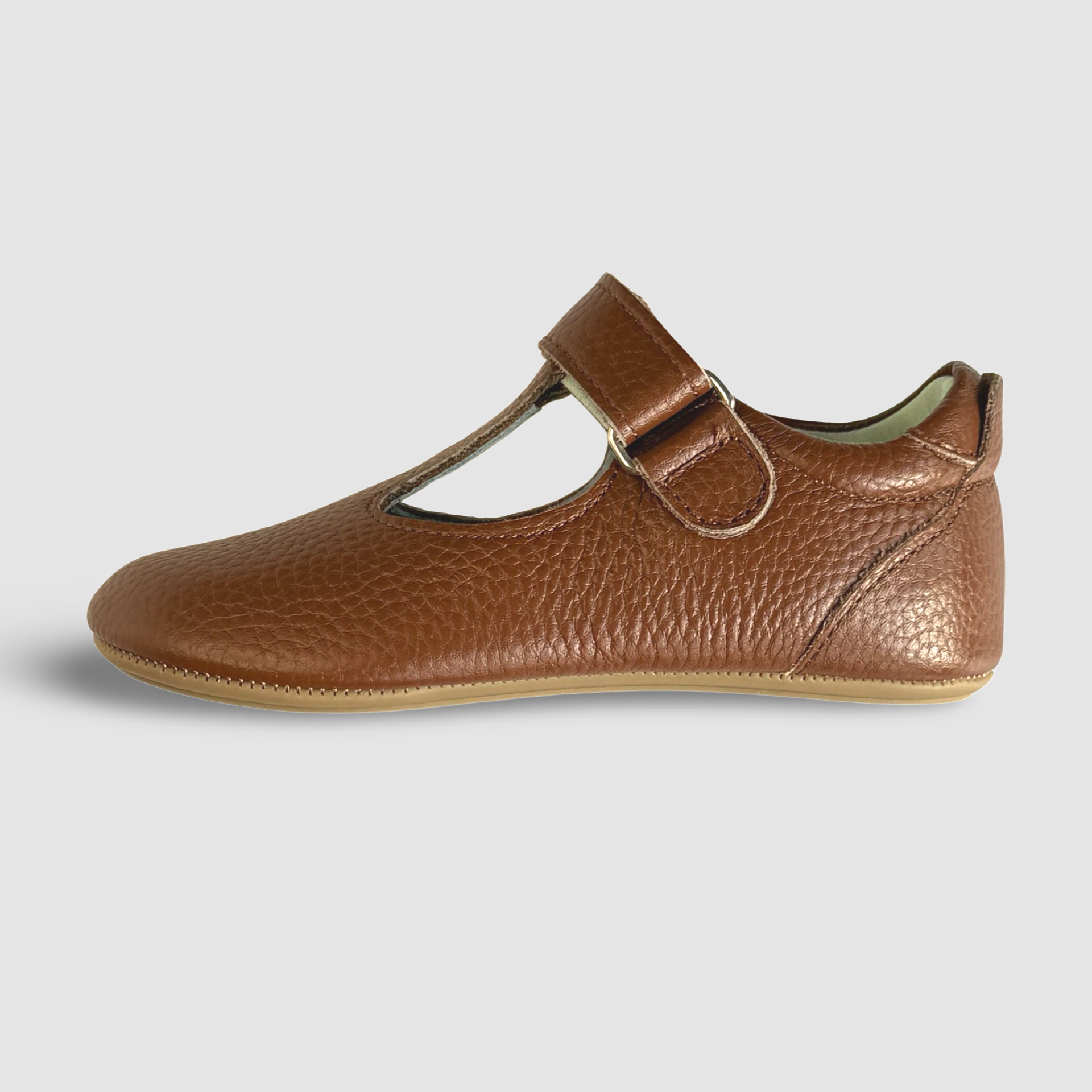 Poco Nido Mighty Shoes. Children's Tan T Bar Shoes