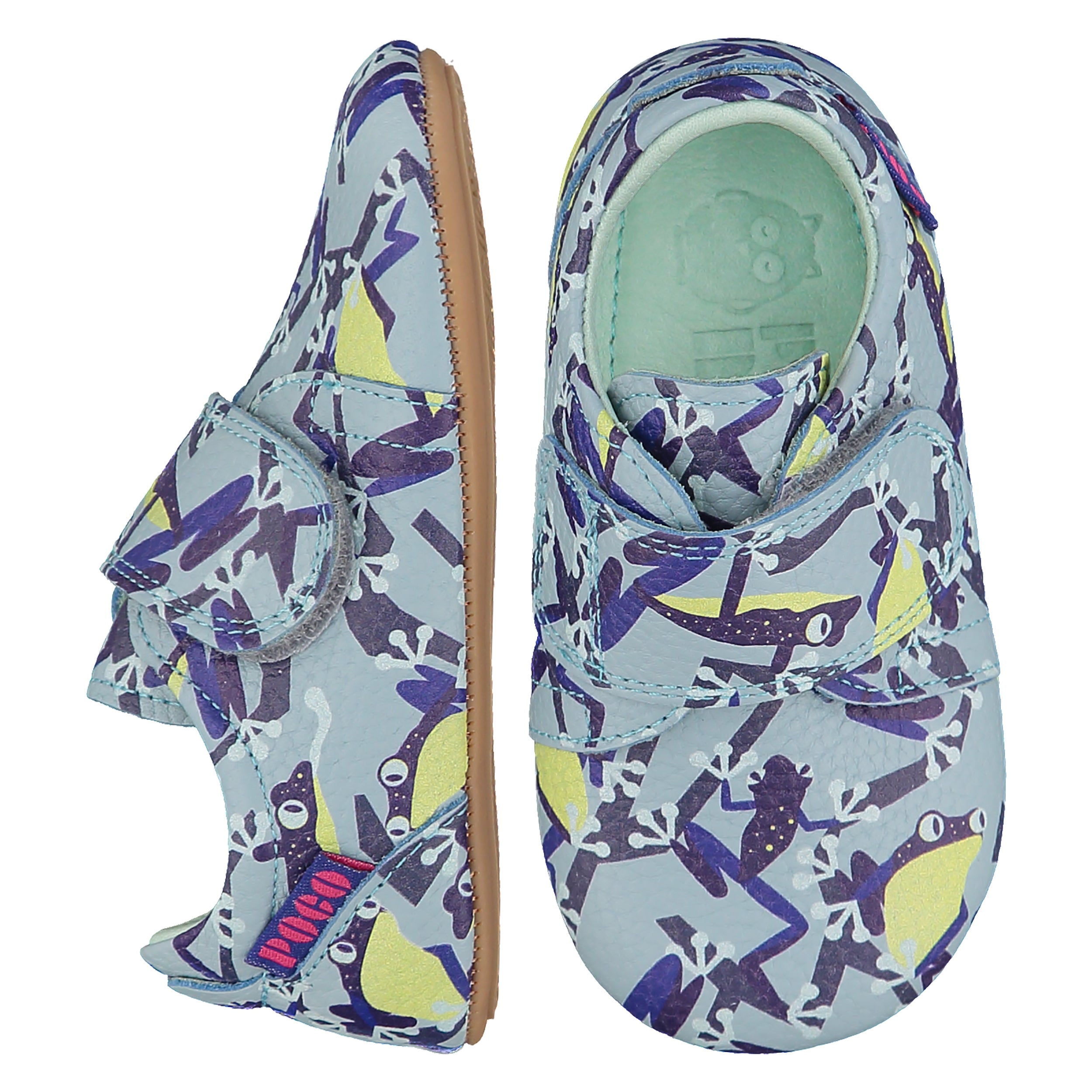 Poco Nido Tree Frog Print Wide Strap Toddler Shoes. Mighty Shoes