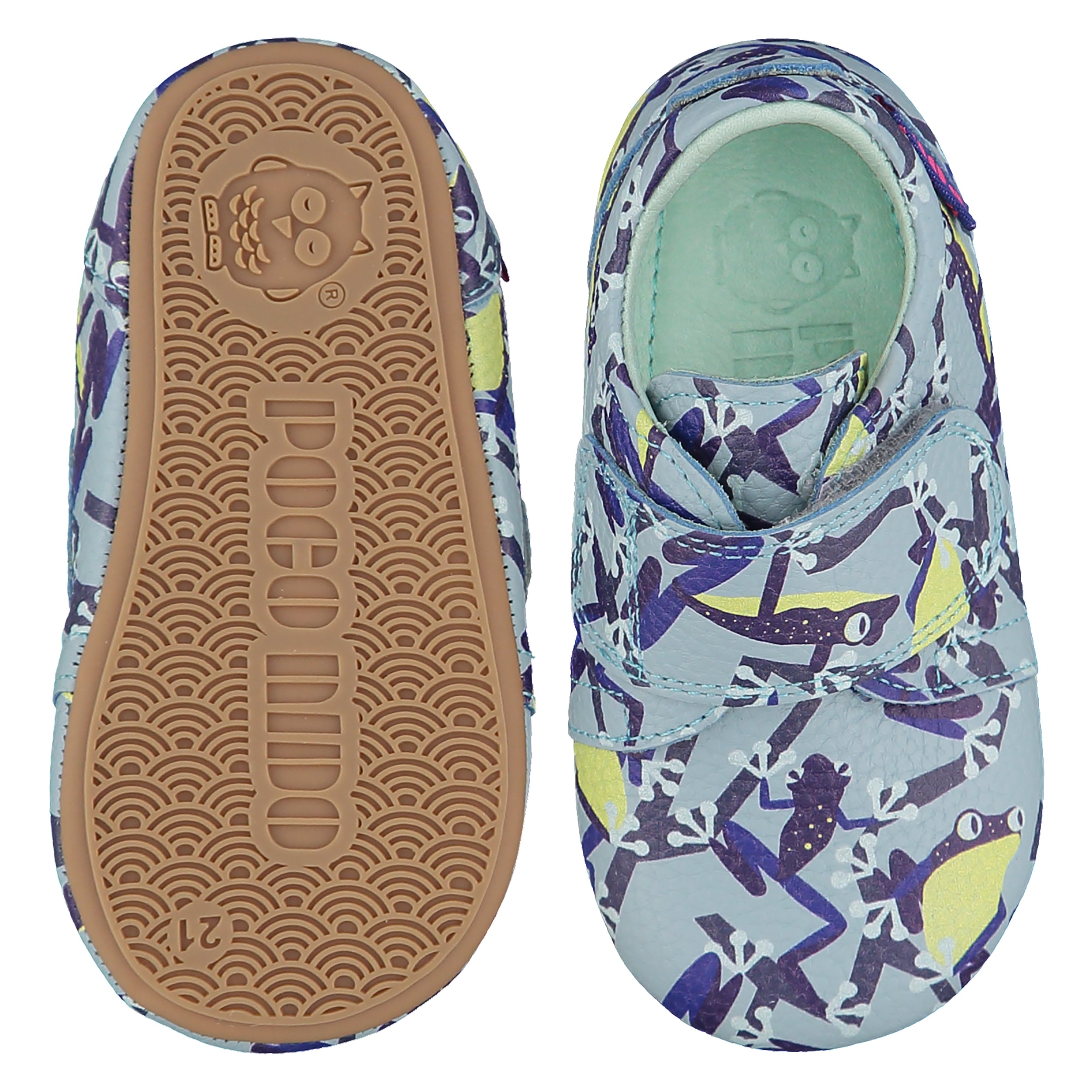 Poco Nido Tree Frog Print Wide Strap Toddler Shoes. Mighty Shoes