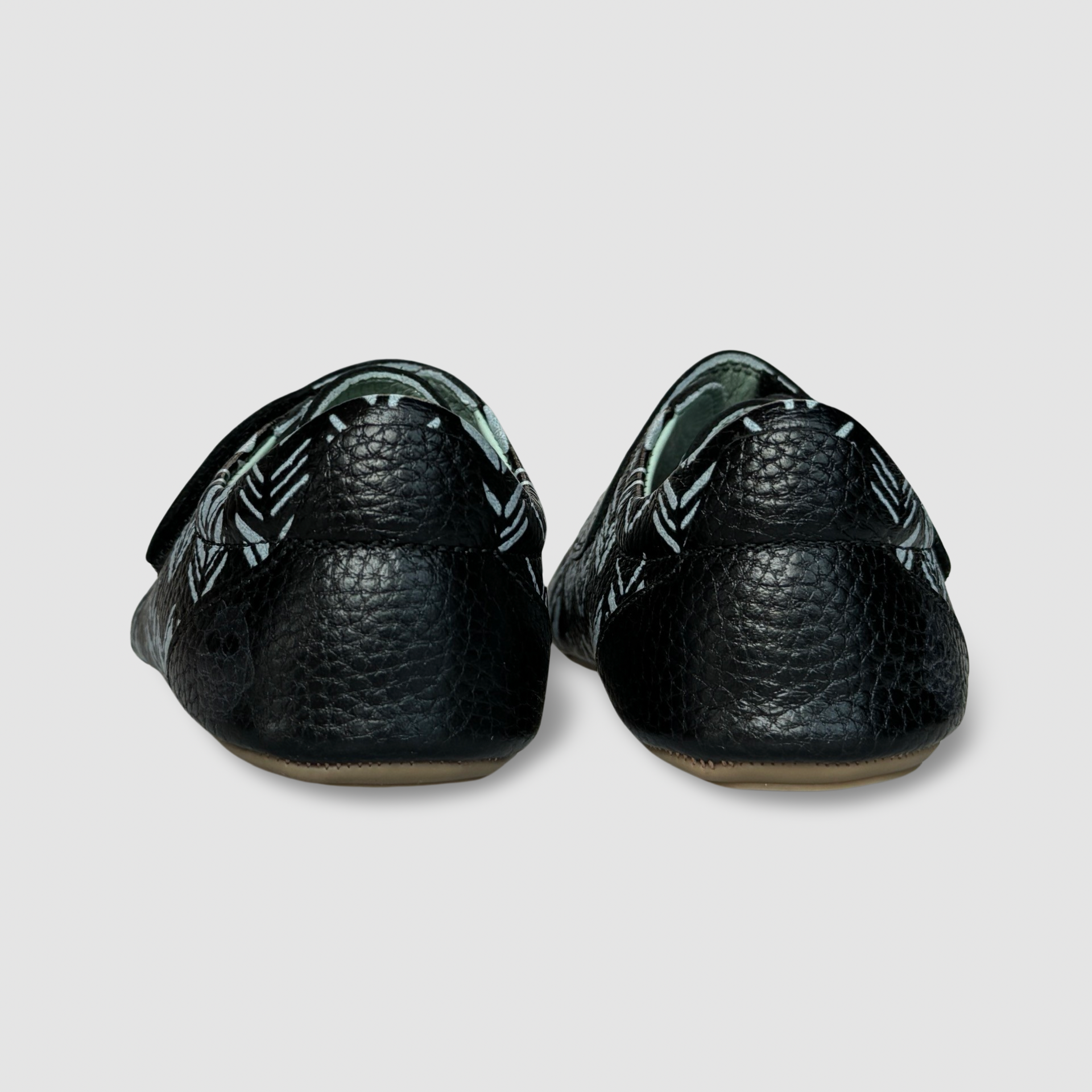 Black and Grey Chevron Print Toddler Shoes. Poco Nido Strap Mighty Shoes