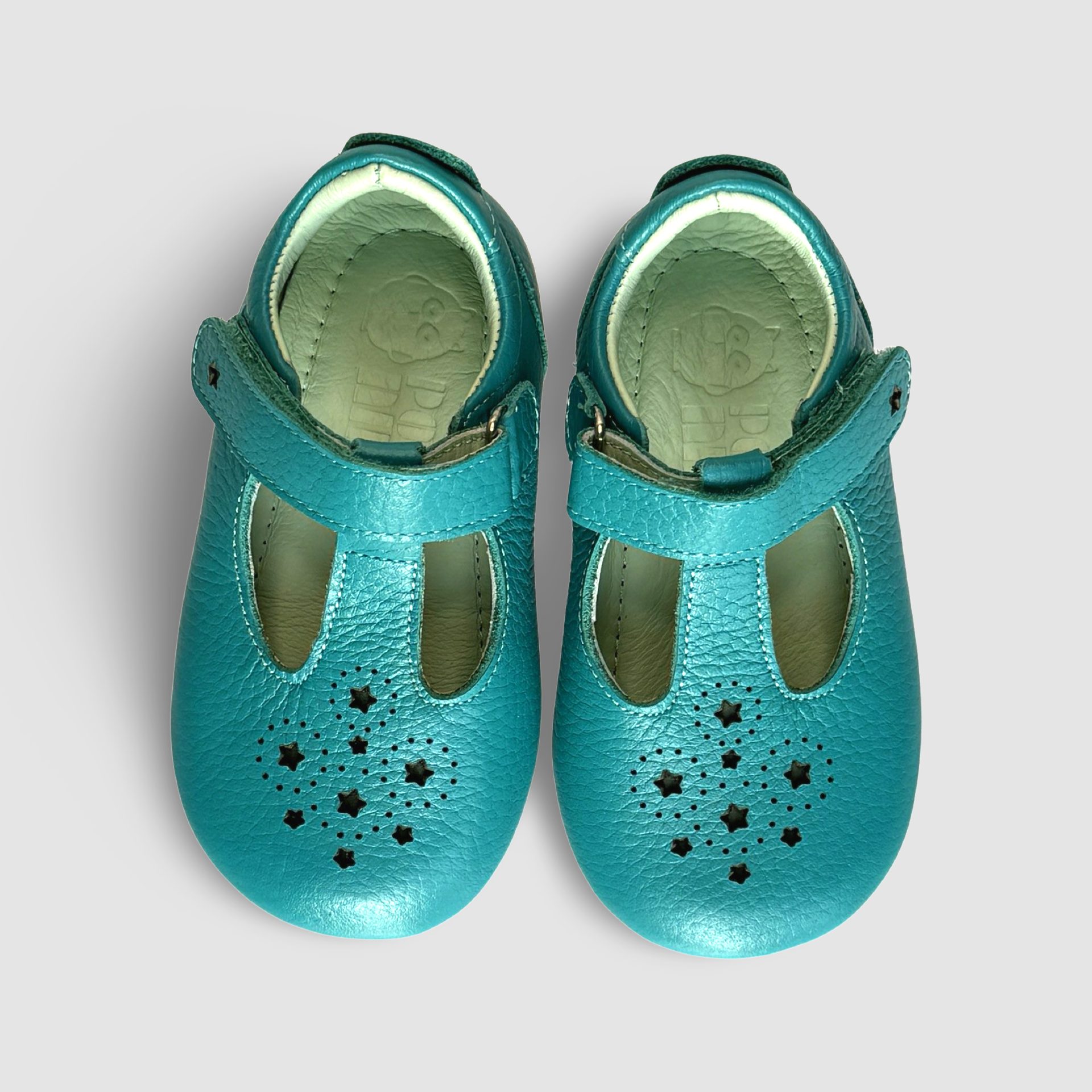 Star Punch T Bar Toddler Shoes. Poco Nido Turquoise Mighty Shoes