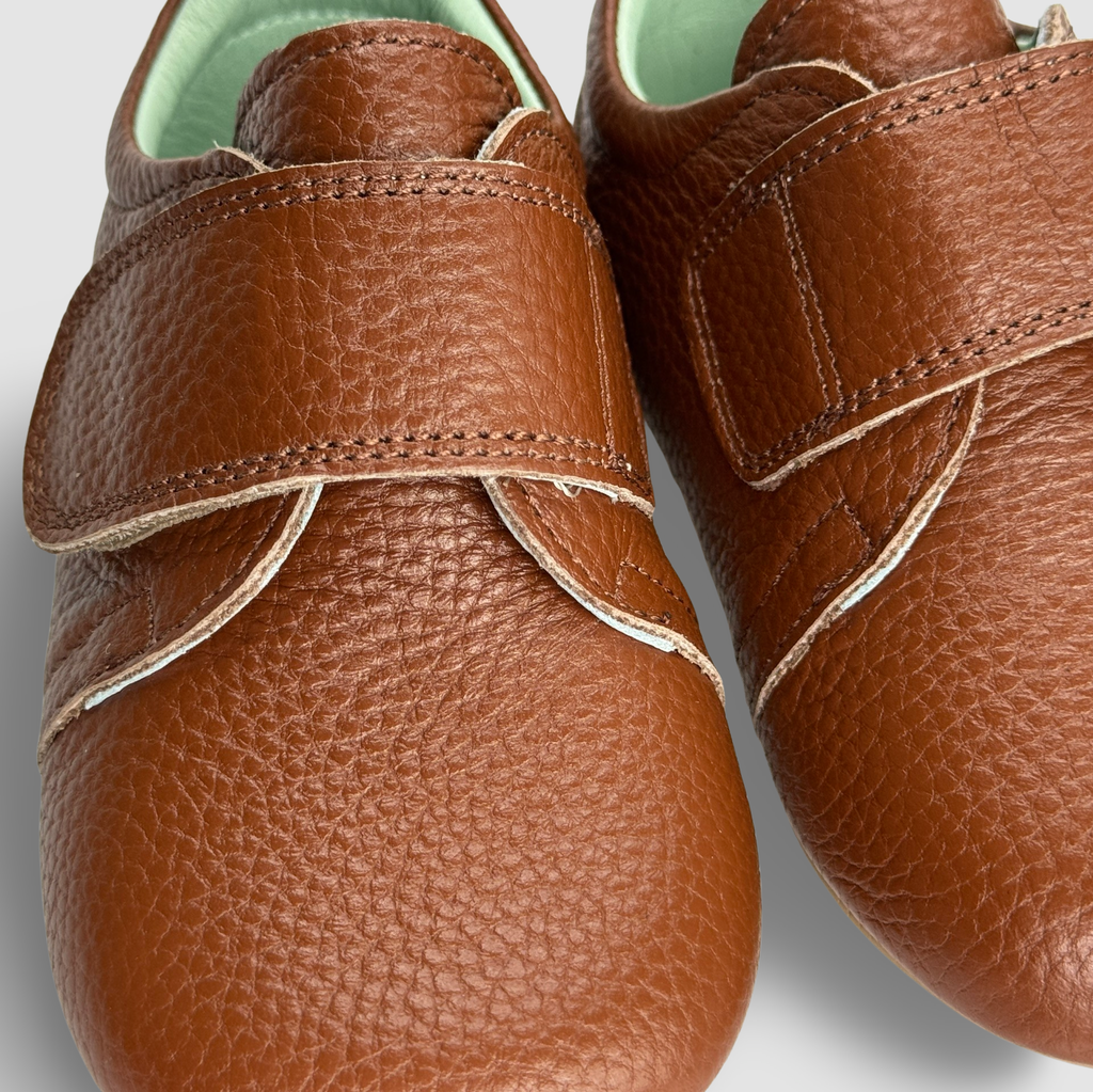 Poco Nido Tan Wide Strap Toddler Shoes. Mighty Shoes