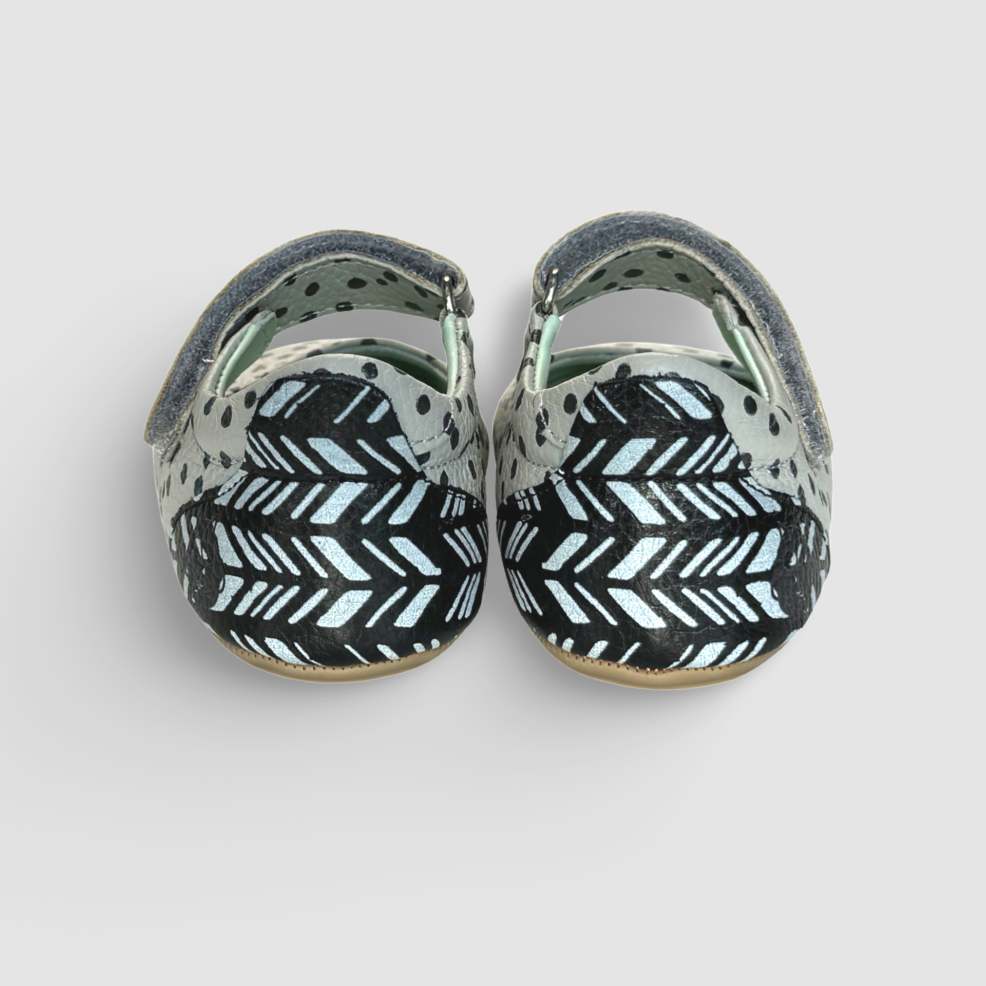 Spotted Mary Jane Toddler Shoes. Poco Nido Black and Grey Mighty Shoes