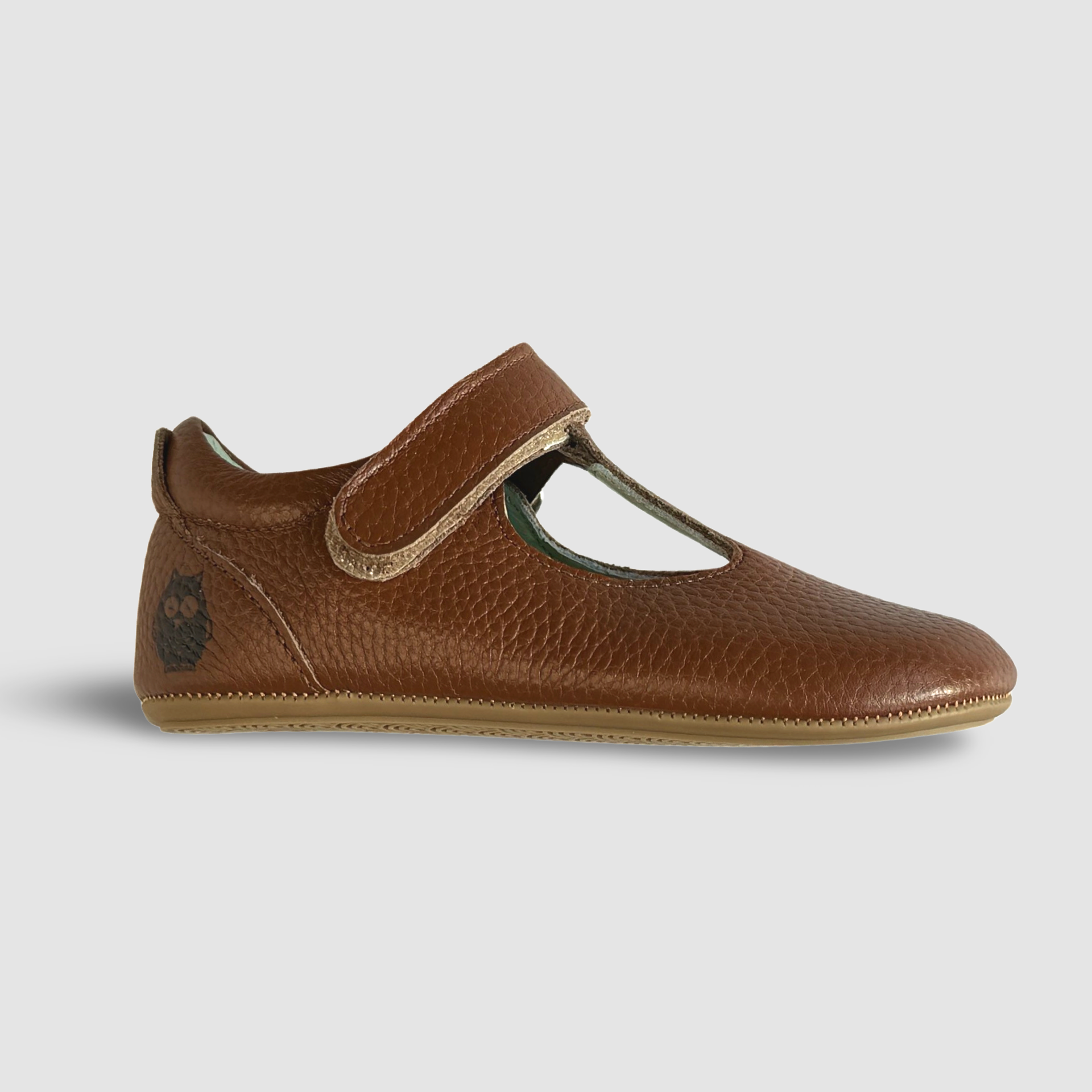 Poco Nido Mighty Shoes. Children's Tan T Bar Shoes