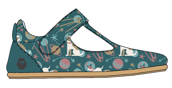 *PREORDER-1ST AUGUST DELIVERY* Mighty Shoes. Teal Space Print T Bar Shoe