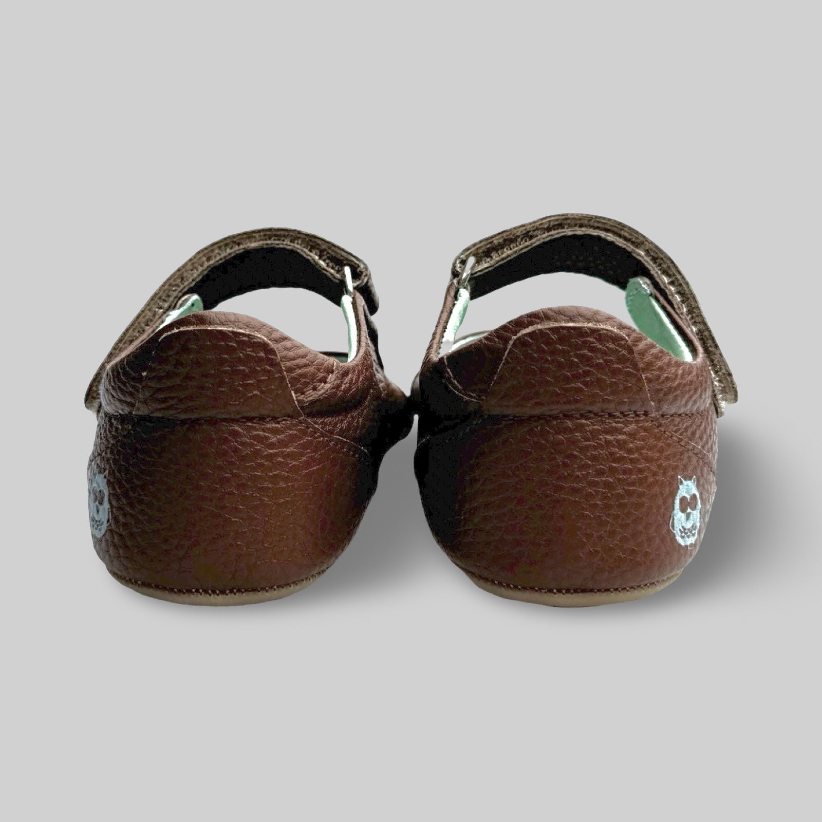 Poco Nido Mighty Shoes. Children's Dark Tan Mary Jane Shoe With Suede Toe Bumper