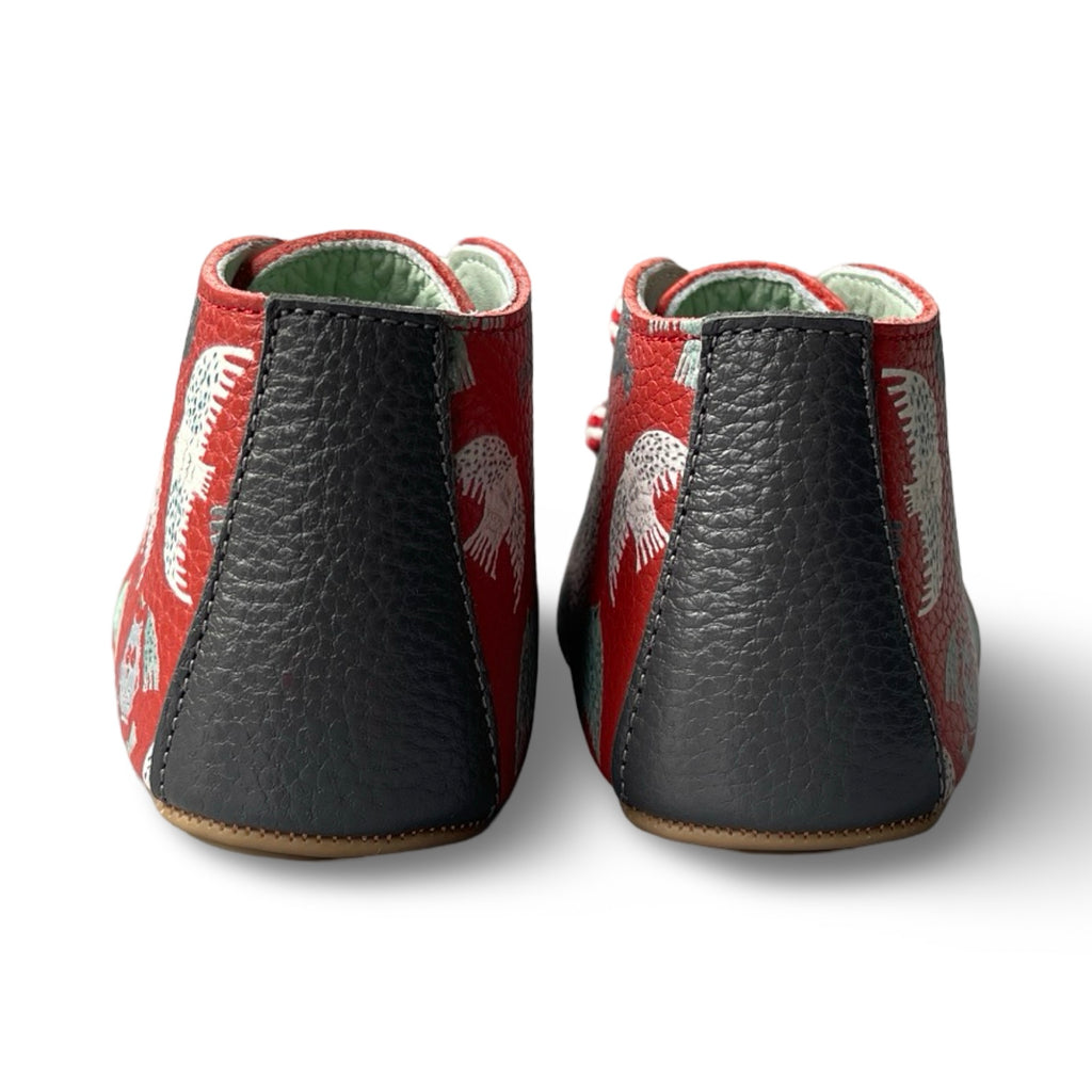 Poco Nido Mighty Shoes. Children's Bird Print Red Desert Boot