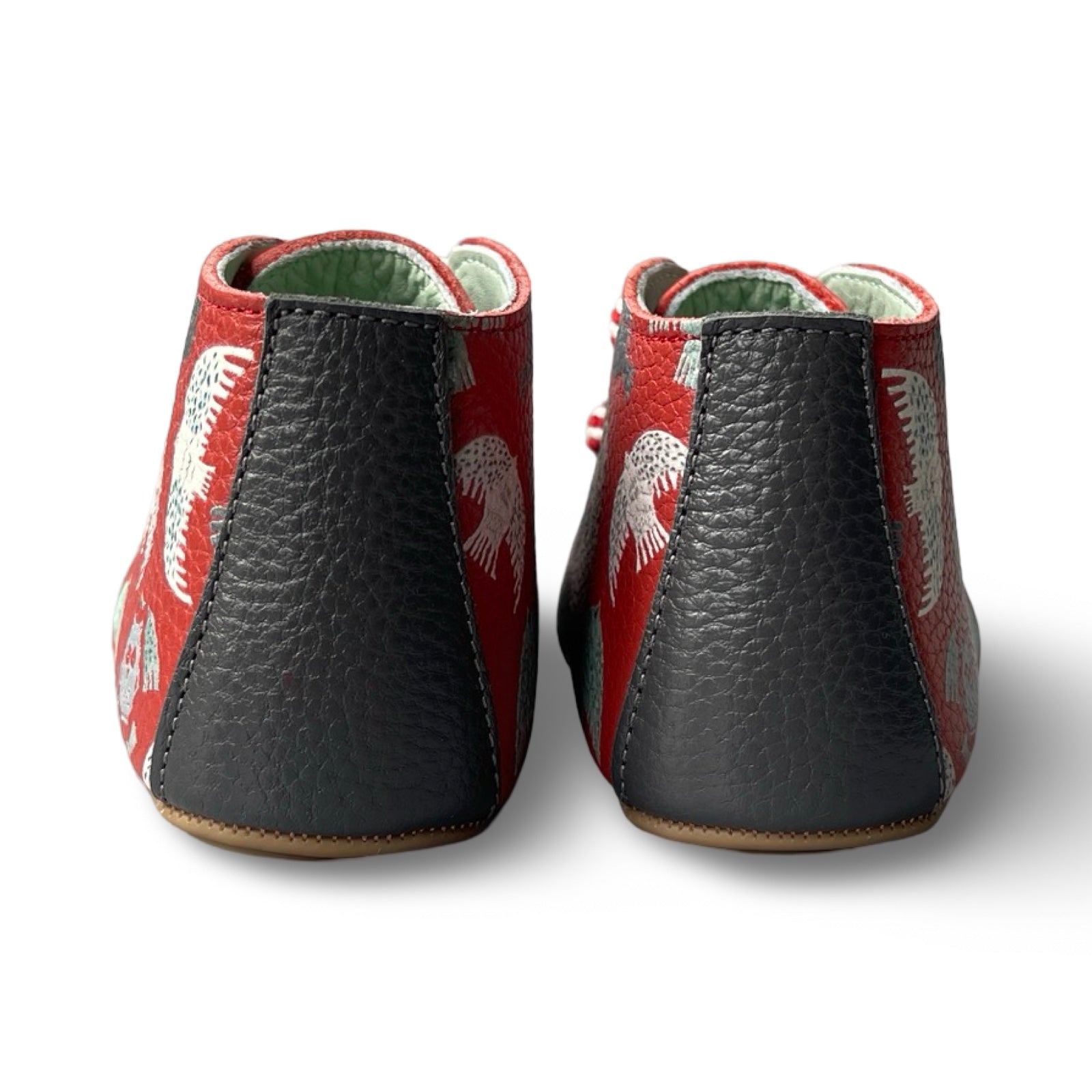 Poco Nido Mighty Shoes. Children's Bird Print Red Desert Boot