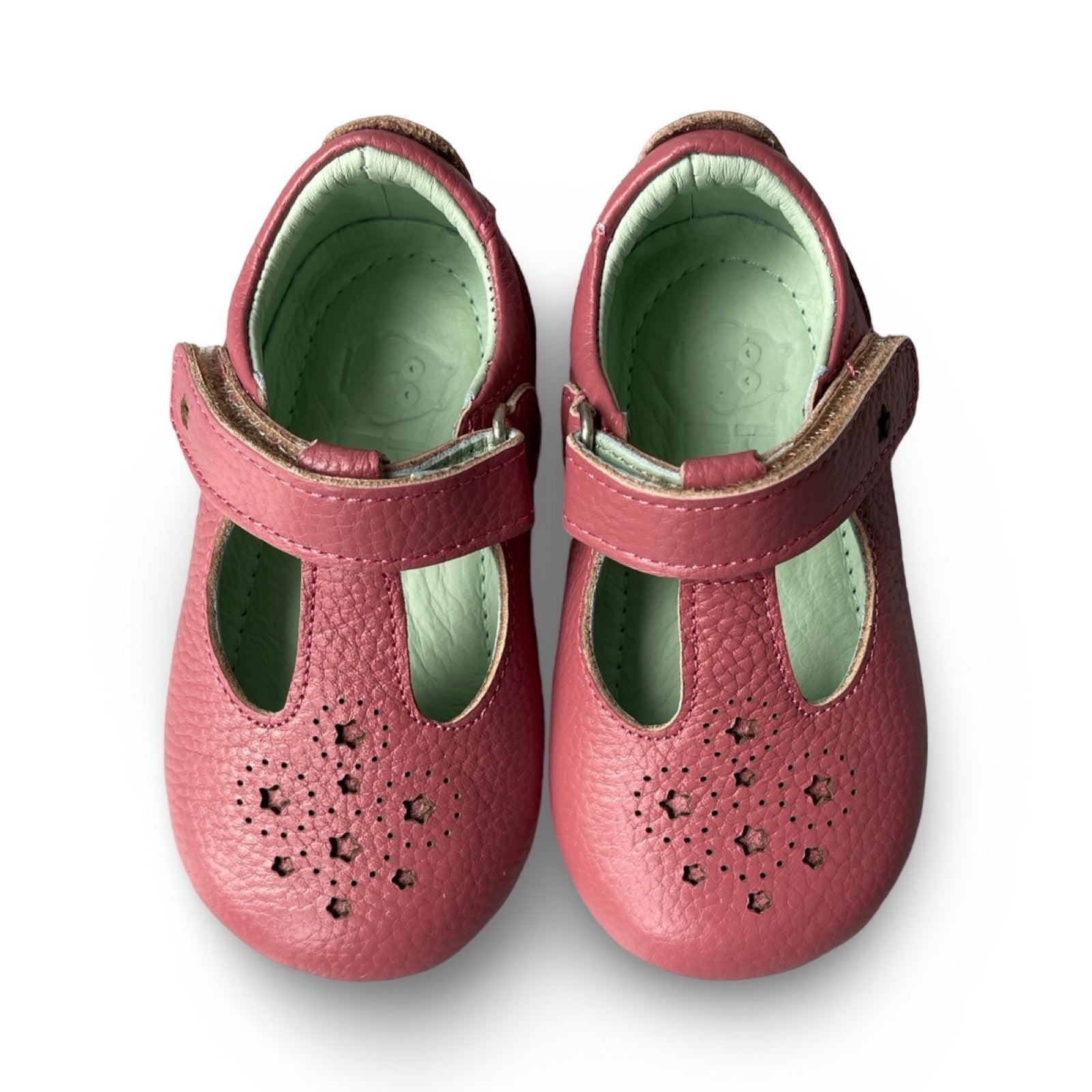Star Punch T Bar Toddler Shoes. Poco Nido Pink Mighty Shoes