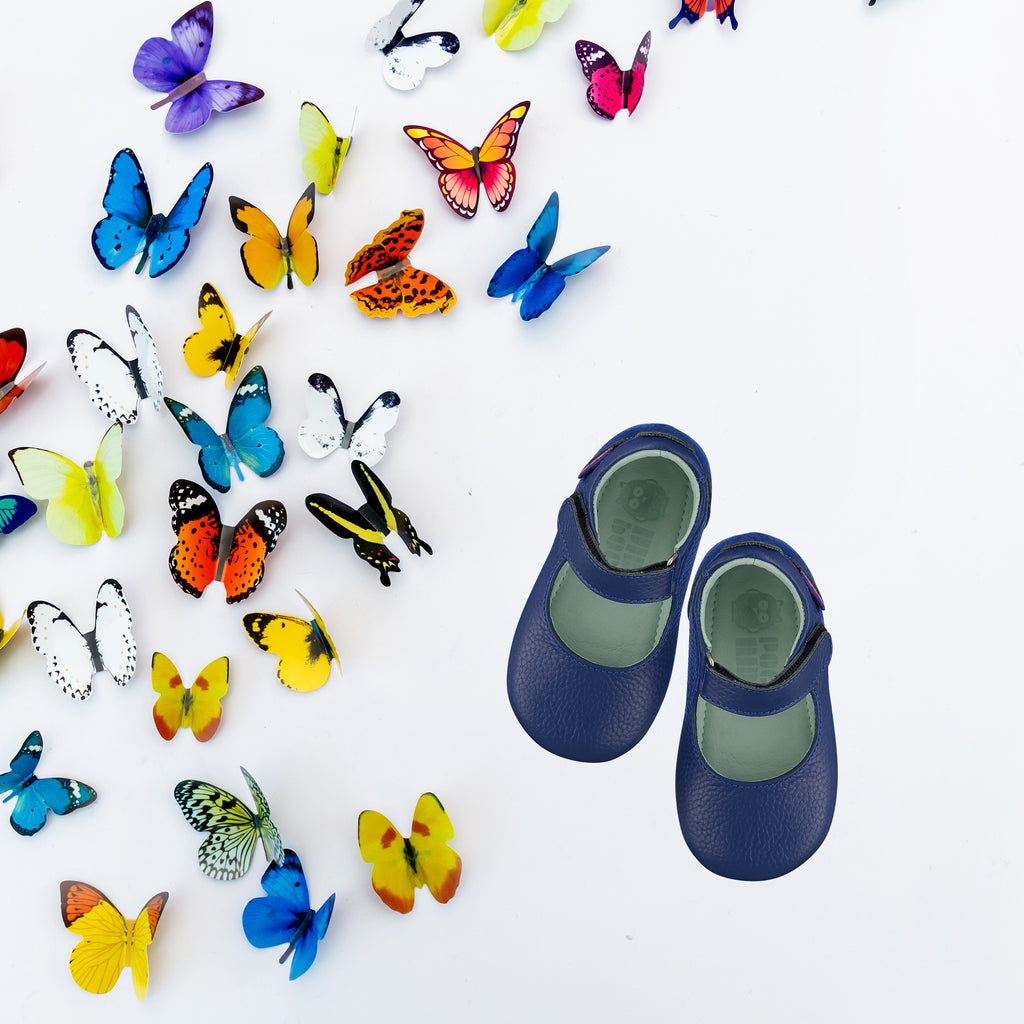 Poco Nido Mighty Shoes. Toddler Ink Blue Mary Jane Shoes