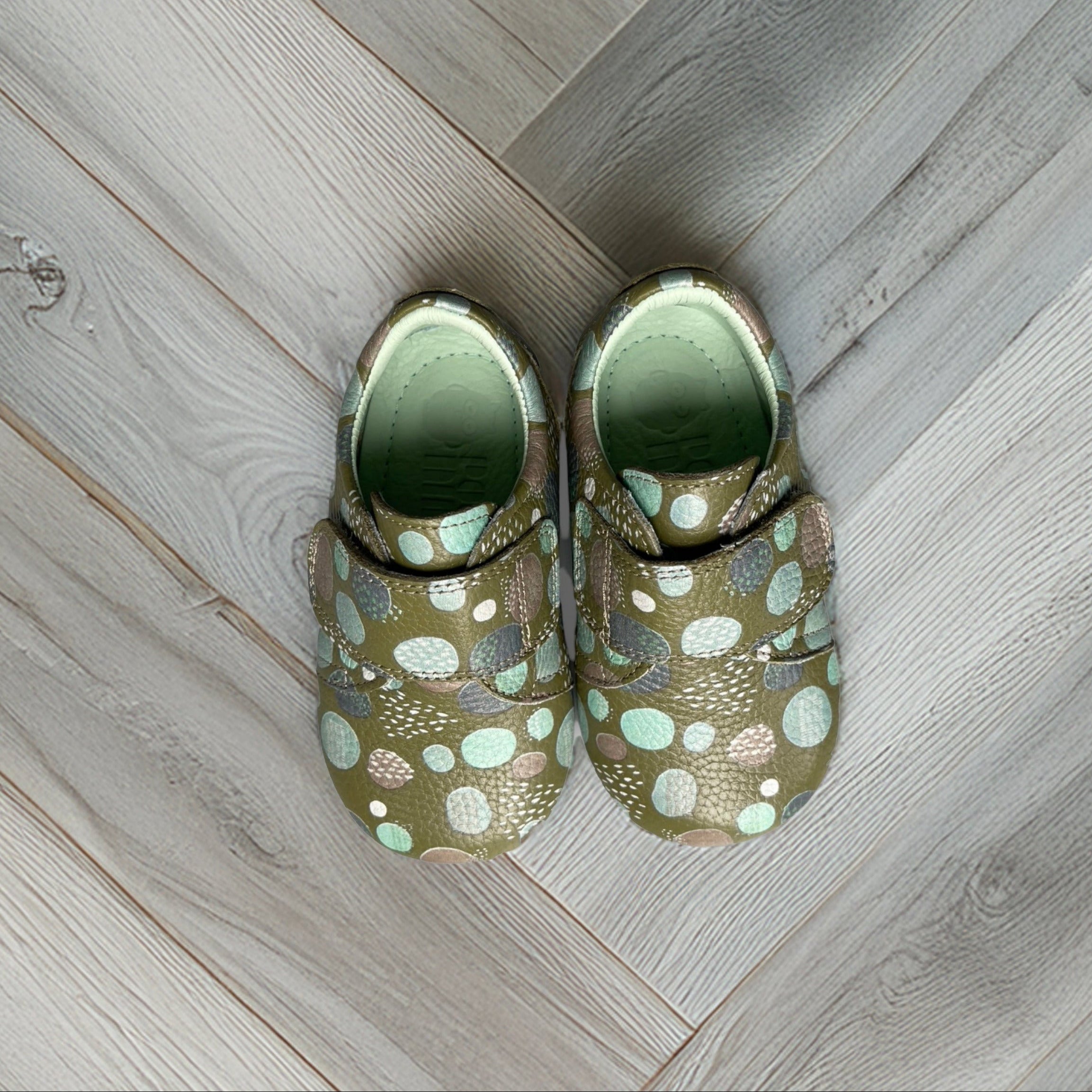 Poco Nido Dots and Dabs Print Strap Toddler Shoes. Mighty Shoes