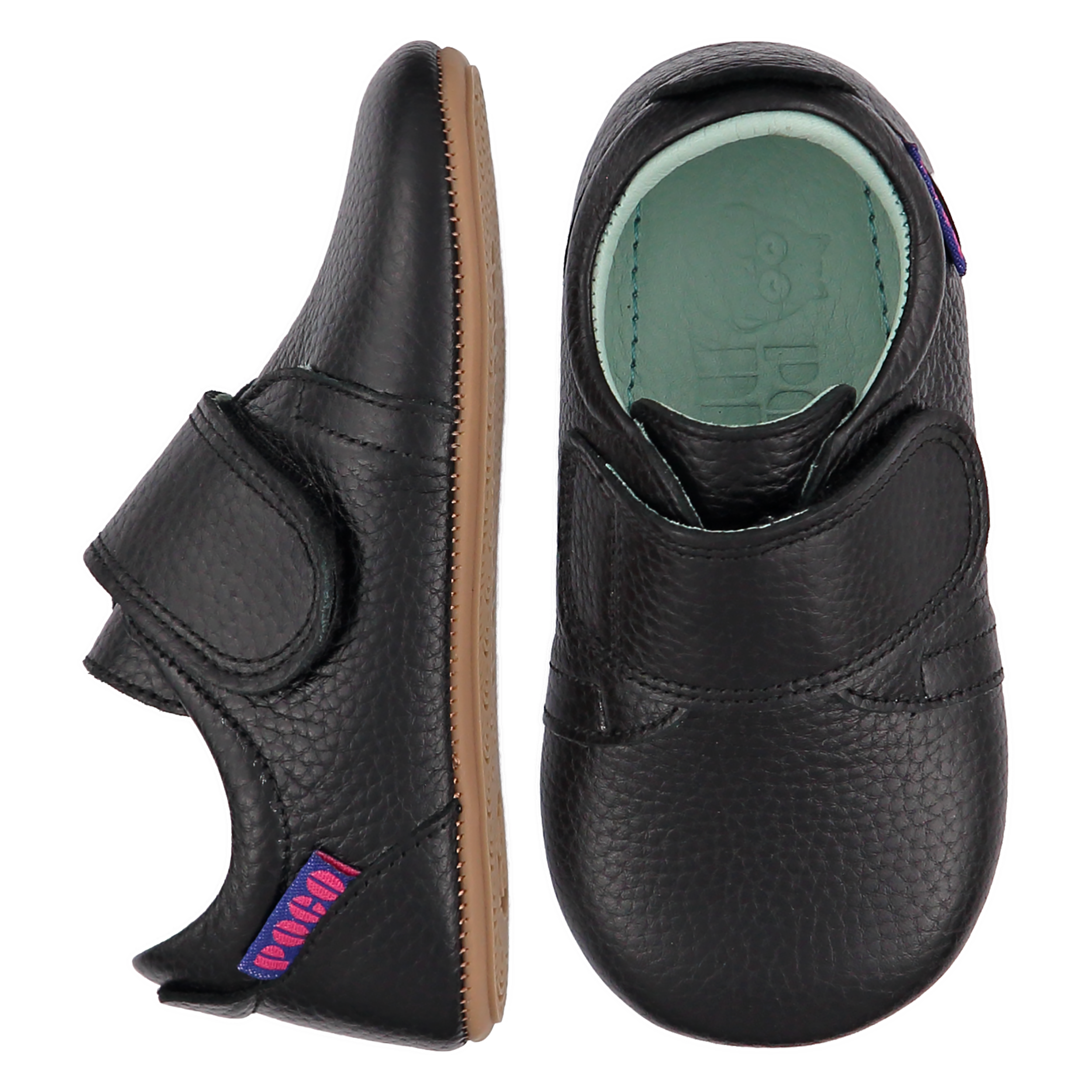Poco Nido Mighty Shoes. Children's Black Strap Shoe