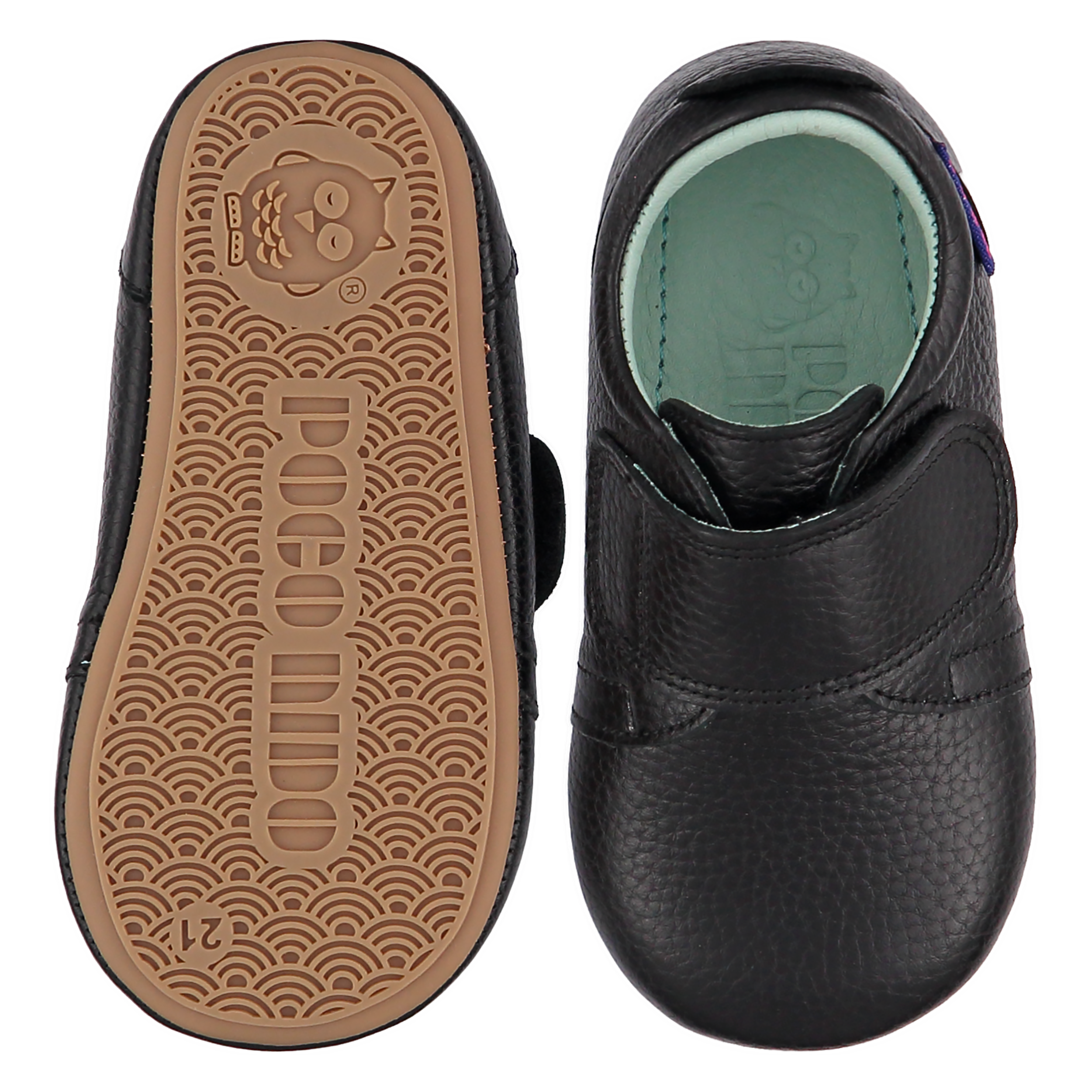 Poco Nido Mighty Shoes. Children's Black Strap Shoe