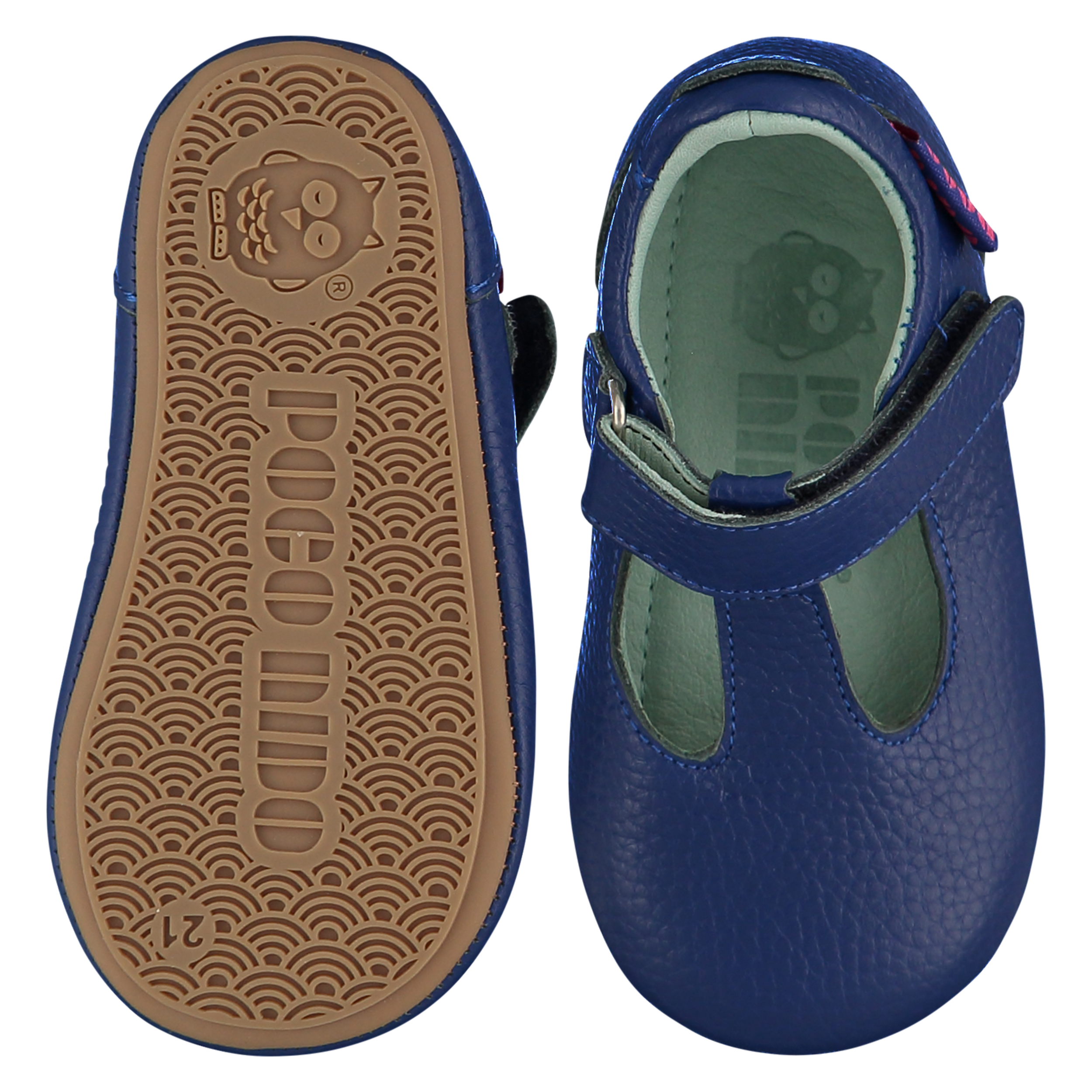 Mighty Shoes. Ink blue leather T bar shoes, leather lined. Poco Nido baby, toddler and childrens shoes make unique gifts - as christmas gifts, stocking fillers, baby shower gifts, new parent gifts, to celebrate new walking skills and many other occasions. They are great toddler shoes too and are perfect for daycare settings.