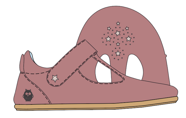 *PREORDER-1ST AUGUST DELIVERY* Mighty Shoes. Mulberry Pink Star Punch T Bar Shoe, With Toe Bumper