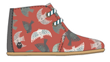 *PREORDER-1ST AUGUST DELIVERY* Mighty Shoes. Fire Red Bird Print Lace Desert Boot, With Toe Bumper
