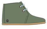 *PREORDER-1ST AUGUST DELIVERY* Mighty Shoes. Moss Green Lace Desert Boot, With Toe Bumper
